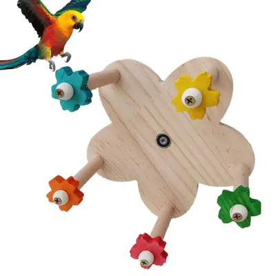 Bird Perches Cage Toys Natural Wood Round Stand Toy With Wheel For Parrots Birdcage Accessories For