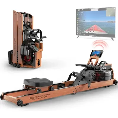 Rowing Machines for Home Use, Foldable Rower Machine with Bluetooth Monitor, Tablet Holder Water