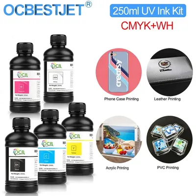 250ML*5 LED UV Curing Ink For Epson 1390 L800 1400 1410 1430 1500W R290 R330 L805 L1800 Printer UV