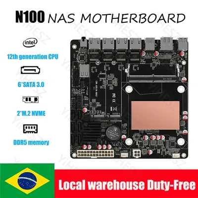 N100 NAS Motherboard Mini ITX DDR5 8G 4800Mhz 4x2.5G Network Card 6x SATA3.0 2x M.2 NVMe 17x17