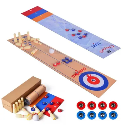 Portable 3 In 1 Table Top Shuffleboard Curling Game And Bowling Set Family Games For Kids Adults