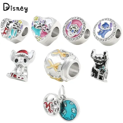 New Disney Mickey Mouse Stitch Beads Pendant Charm Accessories Frozen Snow White DIY Bracelet