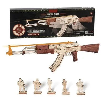 Robotime DIY 3d Wooden Puzzle Toy AK-47 Assault rifle building blocks Shooter Gifts For Children