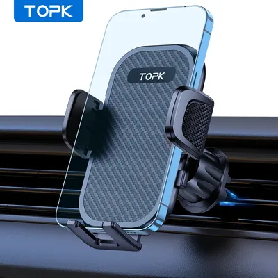 TOPK Car Phone Holder Mount Air Vent Cell Phone Holder for Car Hands Free Easy Clamp Cradle in