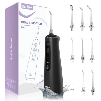 Sejoy Water Flosser Rechargeable Dental Oral Irrigator Portable 4 Modes Teeth Cleaner 300ml 7 Jet