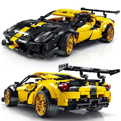 Sports Raceing Building Blocks Toys Black and Yellow Alternating Car Building Blocks,for Adult Kits