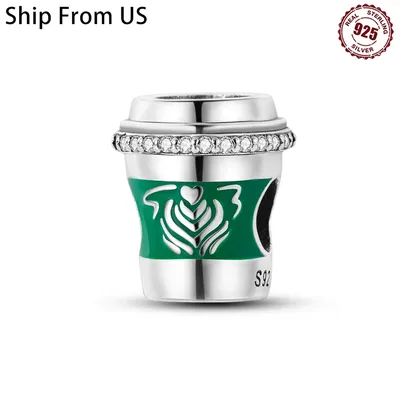 Hot 925 Sterling Silver Exquisite Coffee Cups Series Beads Charms Fit Pandora Women Bracelets DIY