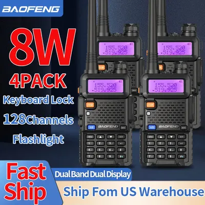 4X Baofeng UV-5R 8W Walkie Talkie Dual Band VHF UHF Long Range High Power Ham Radio UV5R 5R Handheld