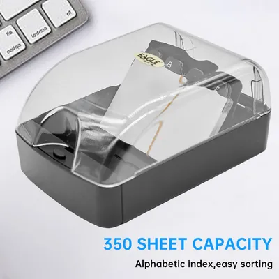 1pc Lightweight Business Card Holder Clear Lid Tabletop Office Up To 350 Cards