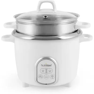 14-Cup (Cooked) Digital Rice Cooker and Food Steamer, White