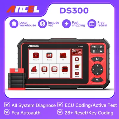 2024 ANCEL DS300 Car Diagnostic Tool OBD2 Automotive Scanner Active Test Fca Autoauth IMMO Key