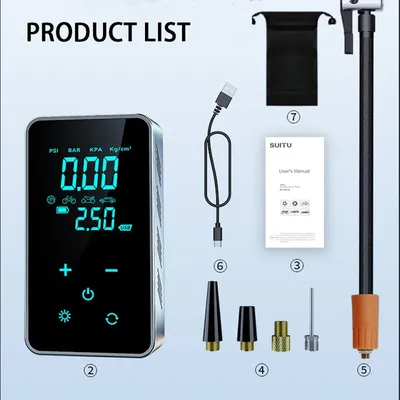 New Air Pump Wireless Digital Display Intelligent Touch Screen Portable Handheld For Car Bicycle