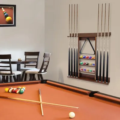 Pool Cue Rack Wall Mounted Billiard Stick Holder 8 Pool Cue Sticks Compact Billiards Accessories