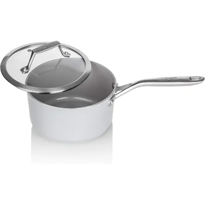 CeraTerra Collection, 2-quart Ceramic Nonstick Saucepan with Glass Lid (PTFE, PFAS, and PFOA Free),