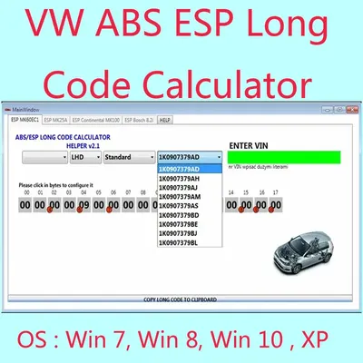 Newest for VW ABS ESP Long Code Calculator Helper MK60EC1 ABS ESP Long Code Calculator software+