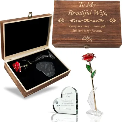 Anniversary for Wife Her Anniversary Women Engraved Wooden Gift Set 'To My Beautiful Wife' Includes