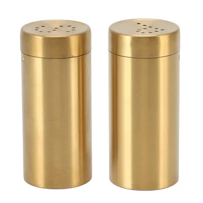 Set of 2 Gold Stainless Steel Spice Jars Shaker Bottles for salt Sugar Pepper Paprika - Rustproof