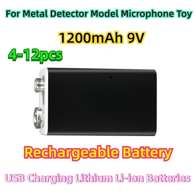 For Metal Detector Model Microphone Toy 1200mAh 9V Rechargeable Battery 6F22 9V USB Charging Lithium