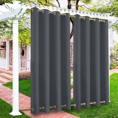 Windproof Outdoor Curtains With On Under Eyelets Wheat,Waterproof Blackout Curtains For Patio Cabana