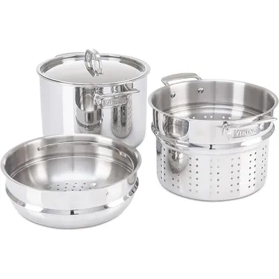 Pots for Kitchen Works on All Cooktops Including Induction Culinary 3-Ply Stainless Steel Pasta Pot