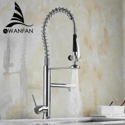 Kitchen Faucet Chrome Brass Tall kitchen faucet mixer Sink Faucet Pull Out Spray Single Handle