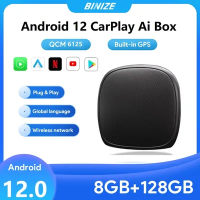 Binize Android 13 CarPlay Ai Box Qualcomm 6125 8-Core Wireless Carplay Wireless Android Auto Built