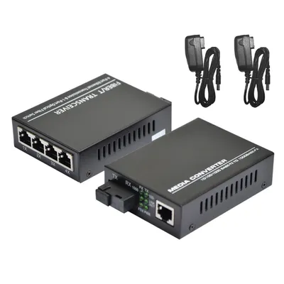 Gigabit Fiber Optical Media Converter 10/100/1000Mbps Ethernet RJ45 Single Mode Single Fiber TX RX