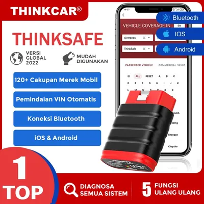 Thinkcar Thinksafe OBD2 Bluetooth Scanner Code Reader Car All System Scan 5 Reset OBD 2 Auto