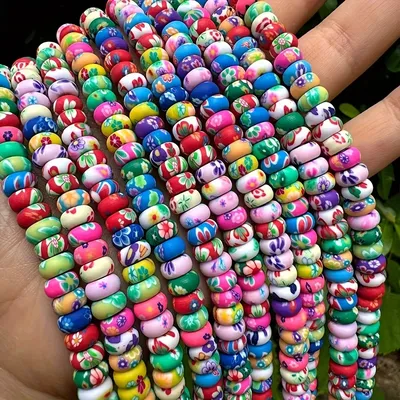 About 100pcs Colored Polymer Clay Beads, Ideal Accessories for Necklace Bracelet Keychain Jewelry