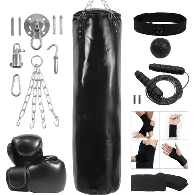 Hanging Boxing Bags for Adults, Heavy Duty Unfilled Boxing Bag Set for Taekwondo, Boxing, Karate,