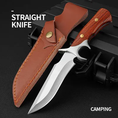 Outdoor portable mountain camping hand meat knife fishing steak knife multi-function knife straight