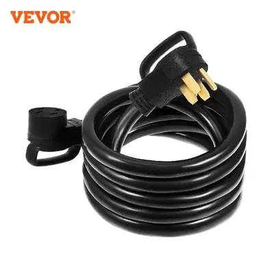 VEVOR 15FT 25FT 30FT 36FT 50Ft 50Amp RV Extension Cord N14-50 Plug Copper Wire Power Supply Cable