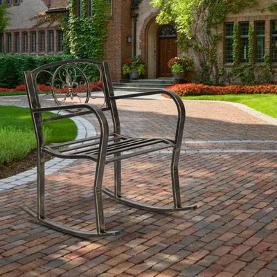 US Vintage Vintage Metal Patio Rocking Chair Indoor/Outdoor Furniture Porch Garden Rocking Chair-