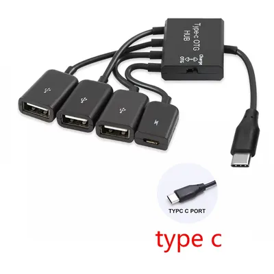 Type C OTG USB 3.1 Mciro Usb Male To Usb 2.0 Mciro Usb Type C Female OTG Charge 1 To 2/3/4 Usb Ports