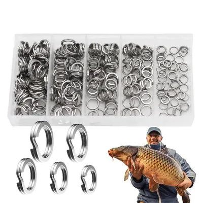 Fishing Split Rings 200 PCS Stainless Steel High Strength Double Circle Round Snap Fishing