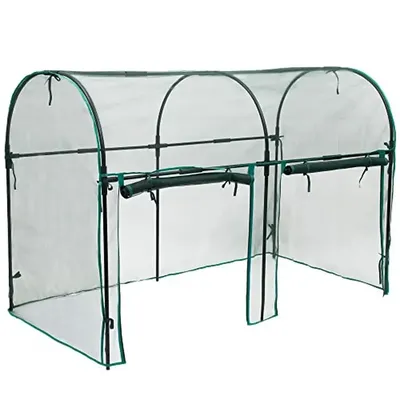 Protective Garden Netting with Metal Hoops & Zipper Door Reinforced Cover Raised Bed Vegetables