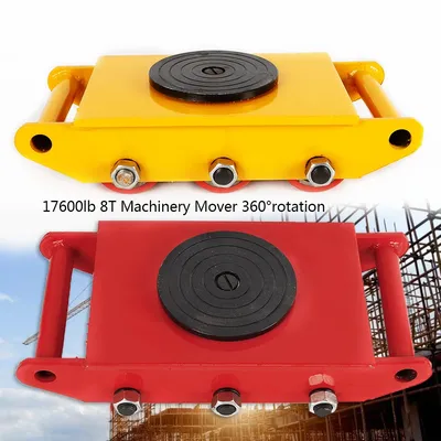 8Ton Machine Dolly Skate Machinery Roller Mover Cargo Trolley Heavy Duty（(Yellow/Red)