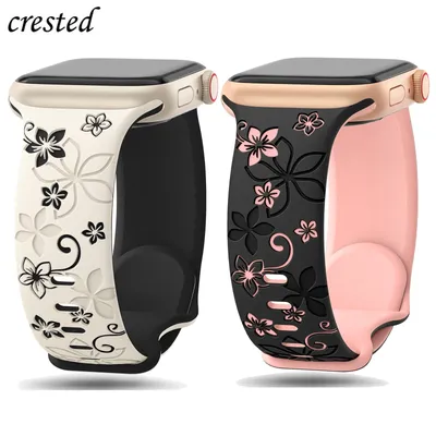 Engraved Strap For Apple Watch Band 40mm 41mm 45mm 44mm 49mm 38mm Silicone Correa Bracelet iwatch