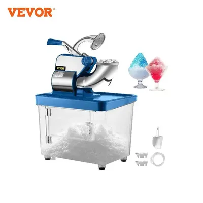 VEVOR Commercial Ice Crusher 300W Electric Snow Cone Machine with Dual Blades Stainless Steel Shaved