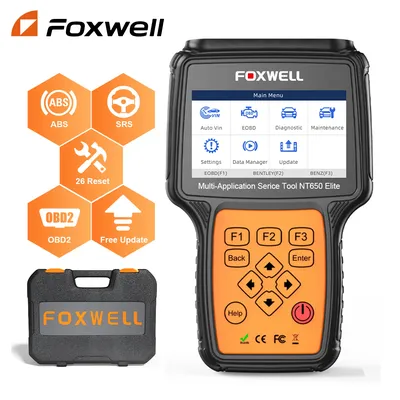 FOXWELL NT650 Elite OBD2 Scanner Wireless Car ABS SRS Engine Code Reader 26 Reset Automotive Car Diagnostic Tool OBD2 Scanner