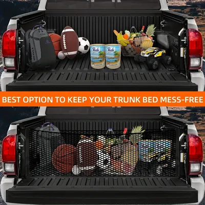 Cargo Storage Net Organizer With Hooks, 4 Carabiners Universal Fit For Car, Vehicle, SUV