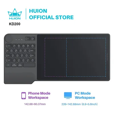 HUION Graphics Tablet OSU Game Keydial KD200 Tablets Battery-Free Pen Wireless Digital Graphic