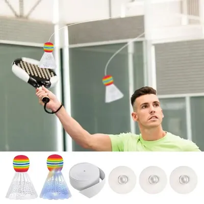 Badminton Practice Set Single Training Complete Badminton Set Height Adjustable Equipment With