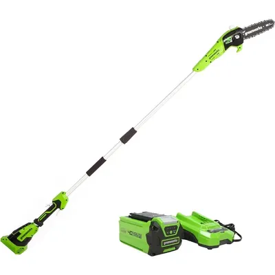 Greenworks 40V 8-Inch Cordless Polesaw, 2.0Ah Battery and Charger Included PS40B210