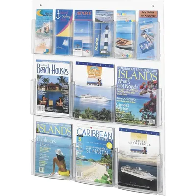 Literature Display, 6 Magazine And 6 Pamphlet, Clear,display Stands