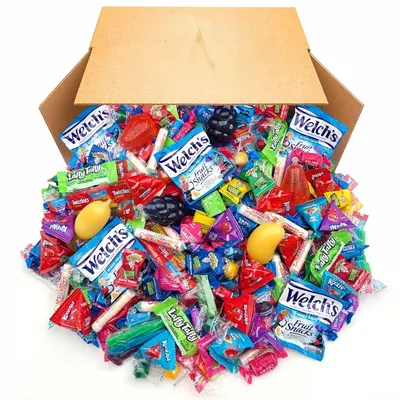 Assorted Candy Party Mix, 10 Pound Box Over 450 Pieces, Smarties, Warheads, Welch's, Jawbreakers,