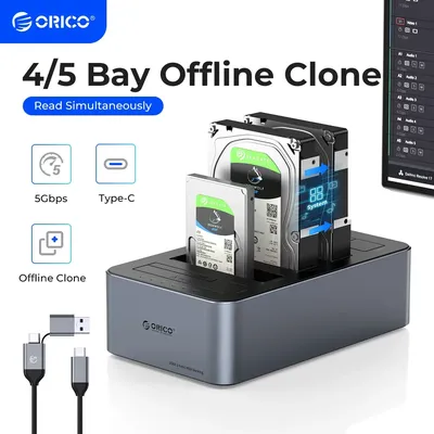 ORICO Aluminum Hard Drive Station Type-C 5Gbps with Offline Clone 2.5/3.5" HDD Case Heat Dissipation