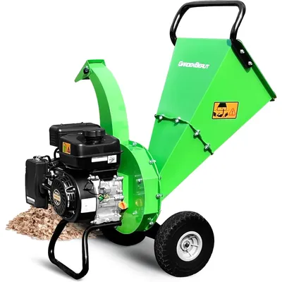 Wood Chipper Shredder Gas Powered Heavy Duty 3" Max Wood Diameter Capacity 15: 1 Reduction Ratio