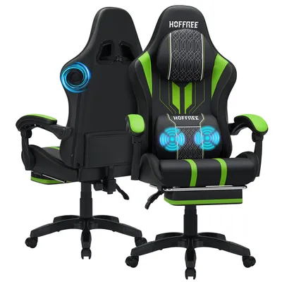 Gaming Chair Massage with Speakers Bluetooth Ergonomic Massage Office Chair