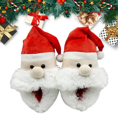 Cute Christmas Slippers Cartoon Santa Indoor Warm Slippers Unisex Christmas House Indoor Bedroom